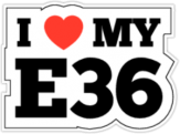 Наклейка на авто "I Love My E36" Наклейка на авто "I Love My E36"