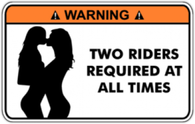 Sticker pentru masina "Warning Two Riders Required"