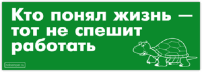 Наклейки на автомобиль "Кто понял жизнь, тот не спешит работать"