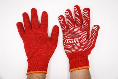 Mănuși din bumbac PVC 4040 roșu (țesătură densă)