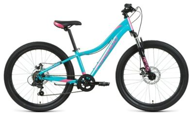 Biciclete FORWARD JADE 24 2.0 disc 24 7 ск. рост 12 бирюзовый/розовый