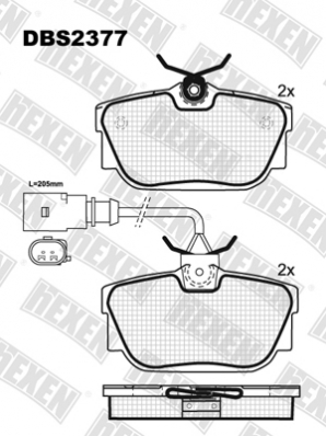 ТОРМОЗНЫЕ КОЛОДКИ DBS2377 (SP 484) (T5135)* VW SHARAN,TRANSPORTER T4 15" ЗАДН.(+ДАЧИК)