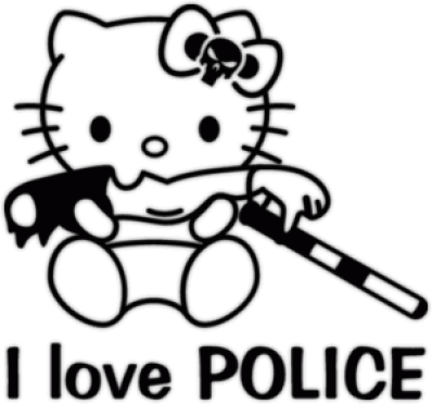 Autocolante pentru automobil "Hello Kitty - I love police"