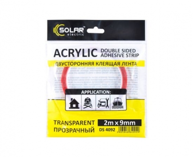 Solar Скотч двусторонний прозрачный ACRYLIC (VHB) 9ммx2м