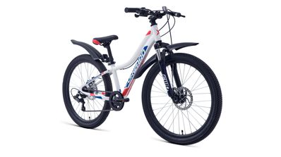 Bicicleta FORWARD TWISTER 24 2.2 disc 24 7 ск. рост 12 белый/красный