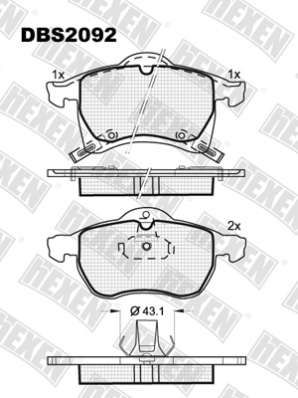 ТОРМОЗНЫЕ КОЛОДКИ DBS2092 (SP 243) (T1145)* OPEL ASTRA G,H, ZAFIRA ПЕР.