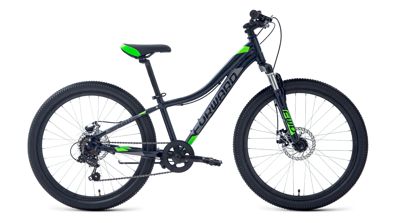 Biciclete FORWARD TWISTER 24 2.2 disc 24 7 ск. рост 12 черный/ярко-зеленый