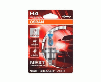 ЛАМПА OSRAM H4 12V- 60/55W (P43T) NIGHT BREAKER LASER 1ШТ