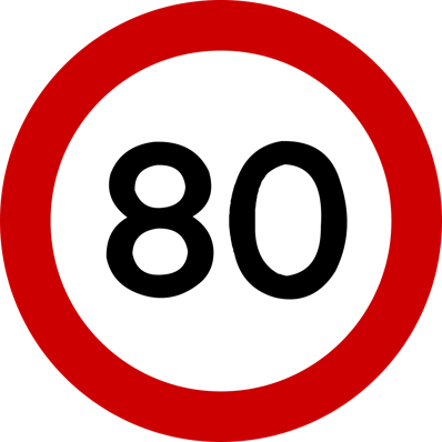 Наклейка: Ограничение скорости 80 Км/ч