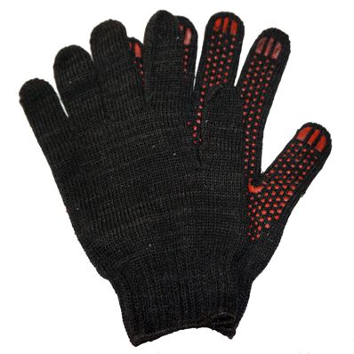 Перчатки х/б ПВХ 4251 черные хаки (плотная ткань)