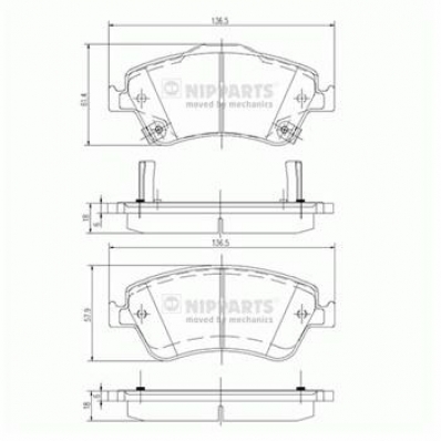 Комплект тормозных колодок, TOYOTA AURIS E15 (Front) 18mm NIPPARTS