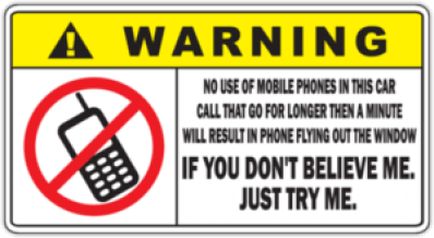 Autosticker pentru autocar "Warning No Phones"