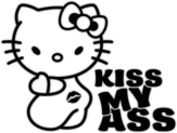 Abtibilduri pentru automobil "Hello Kitty - Kiss my ass"
