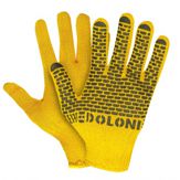 Mănuși bumbac PVC Krasdan 4078 țesătură densă galbenă