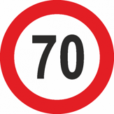 Sticker: limita de viteza 70 km/h скорости 70 Км/ч