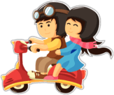 Stickere pentru automobil "Cupl pe un moped"