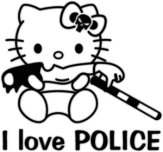 Autocolante pentru automobil "Hello Kitty - I love police"
