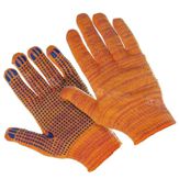 Mănuși bumbac PVC 7G buline negre portocalii