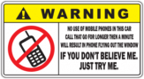 Autosticker pentru autocar "Warning No Phones"