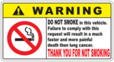 Autosticker pentru automobil "Warning No Smoking"