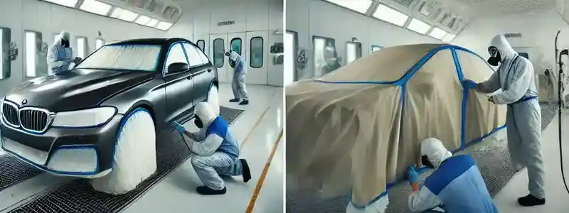 два этапа покраски деталей кузова автомобиля